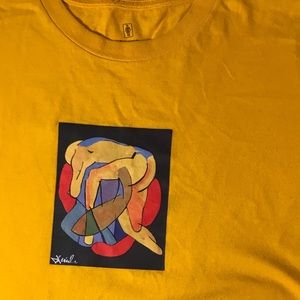 Yellow Graphic Tee Abstract Art